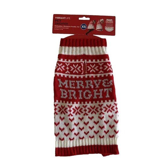 Vibrant Life Holiday Merry Bright Snowflakes Dog/Cat Sweater XS New - Picture 1 of 7